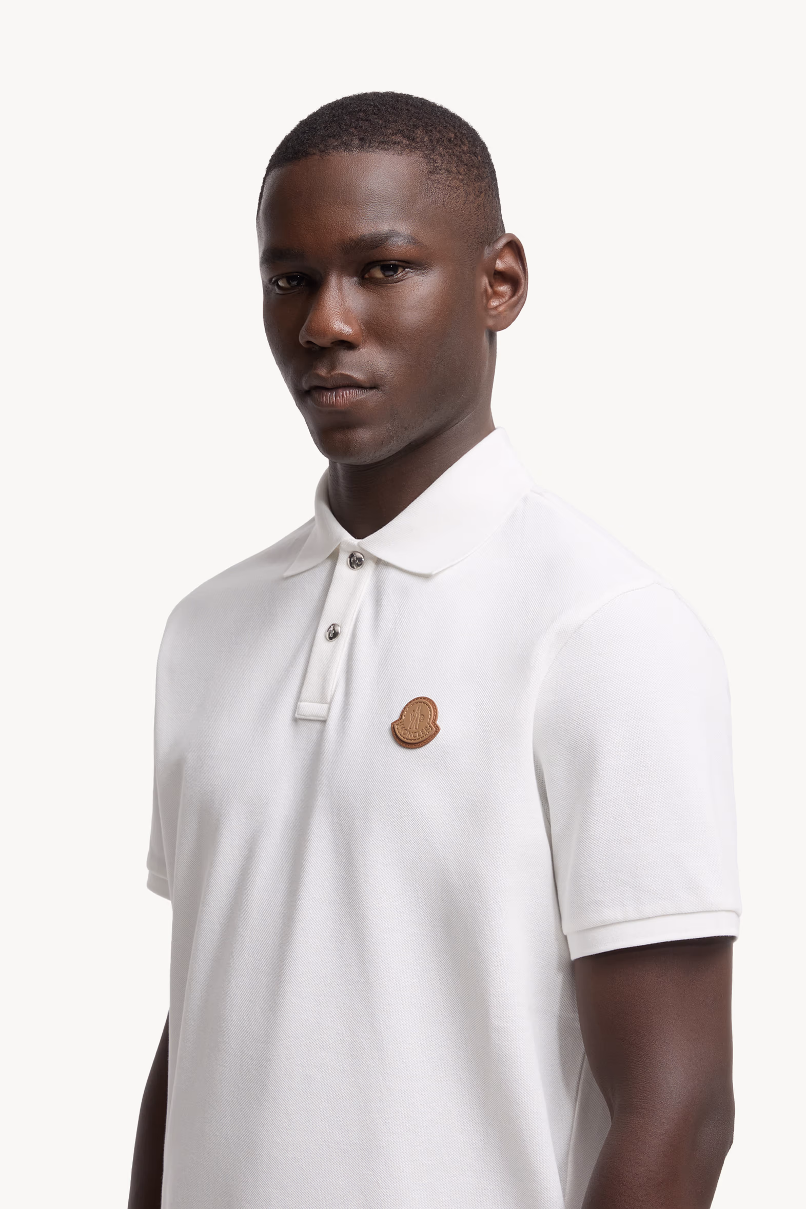 Polo de piqué de algodón con parche con logotipo Hombre Blanco Moncler 4